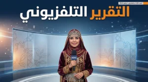 مراسل يقوم بإعداد التقرير التلفزيوني في الاستوديو
